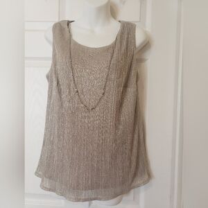 R&M Richards Shimmering Silver Sleeveless Blouse Size 14